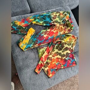 Colorful So Real Top & Bottoms. Skin tight. One shoulder.